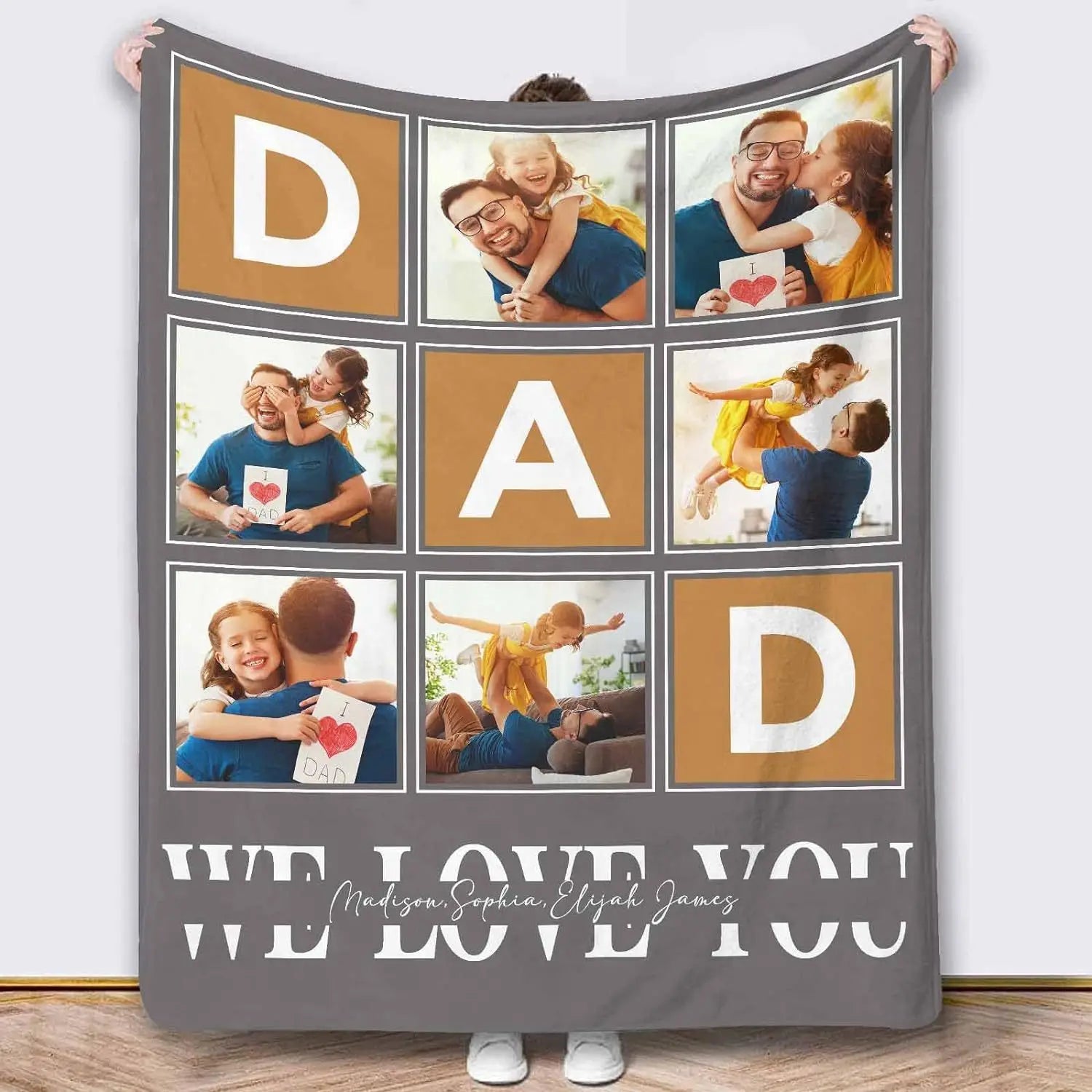 Customized blankets for dad gifts, sofa blankets, personalized dad photos for dad and husband Father's Day gifts,Christmas gifts