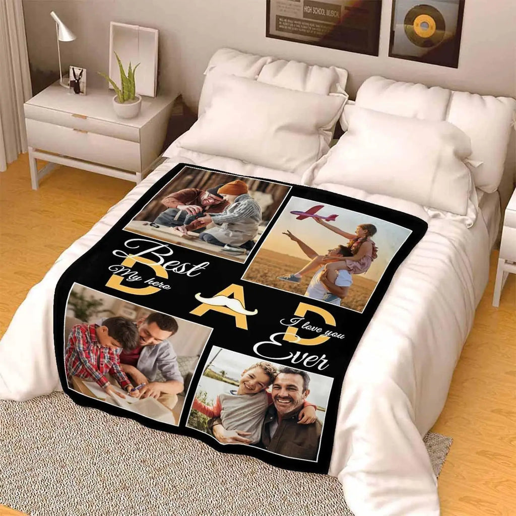 Customized blankets for dad gifts, sofa blankets, personalized dad photos for dad and husband Father's Day gifts,Christmas gifts