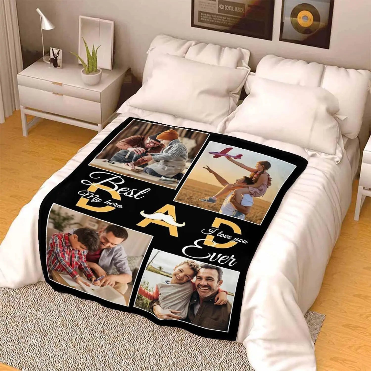 Customized blankets for dad gifts, sofa blankets, personalized dad photos for dad and husband Father's Day gifts,Christmas gifts