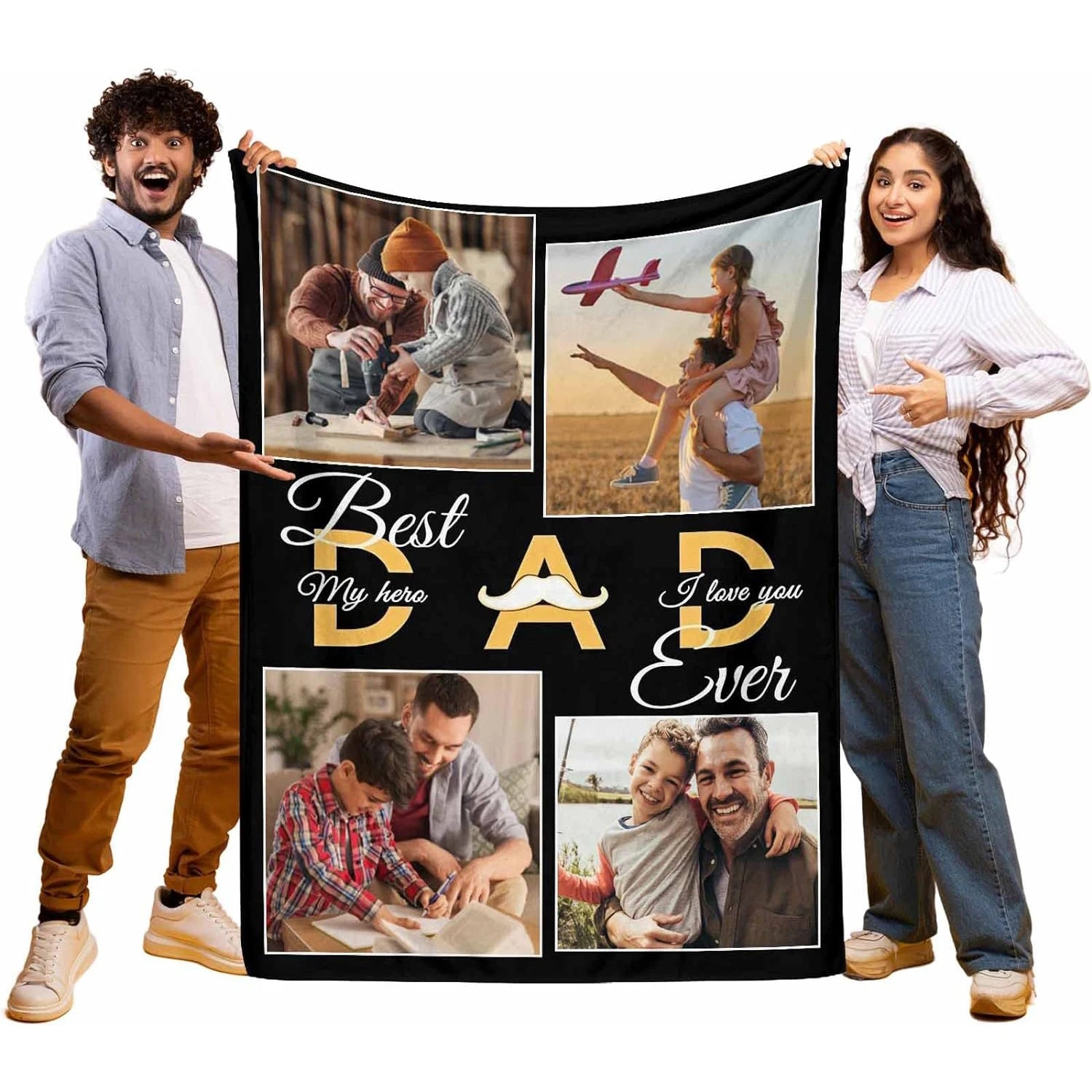 Customized blankets for dad gifts, sofa blankets, personalized dad photos for dad and husband Father's Day gifts,Christmas gifts