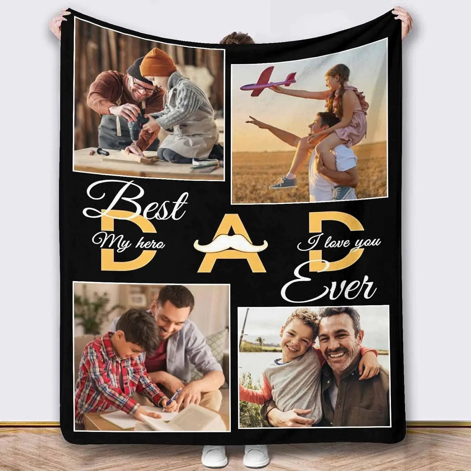 Customized blankets for dad gifts, sofa blankets, personalized dad photos for dad and husband Father's Day gifts,Christmas gifts