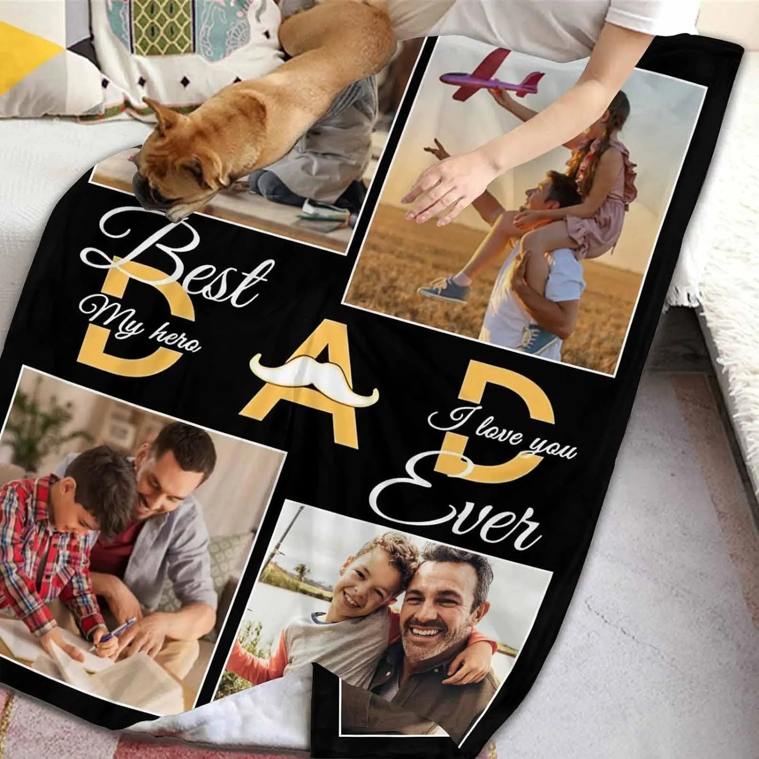 Customized blankets for dad gifts, sofa blankets, personalized dad photos for dad and husband Father's Day gifts,Christmas gifts