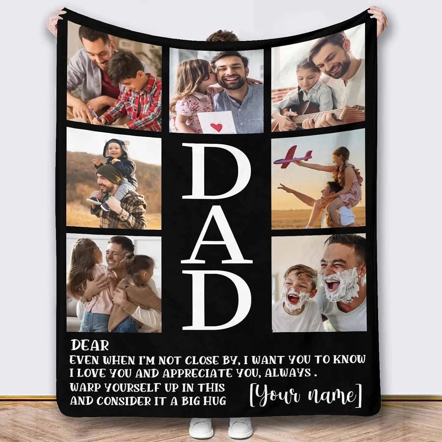 Customized blankets for dad gifts, sofa blankets, personalized dad photos for dad and husband Father's Day gifts,Christmas gifts